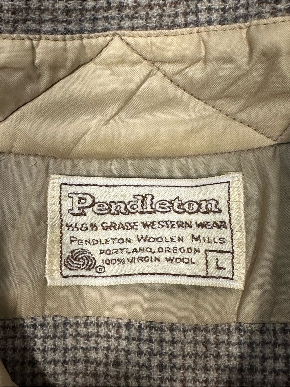 Vintage Pendleton Shirt Mens L Wool Western Snap Brown Tweed Shacket USA Style - Picture 8 of 15